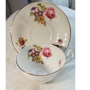 Adderley Cabbage Rose Floral Teacup and Saucer Circa 1940's~Vintage~